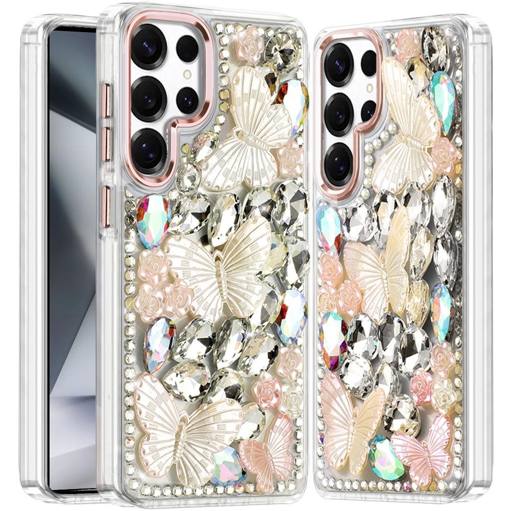 Samsung Galaxy S24 Ultra Case Bling Diamond Large Butterflies Phone Cover