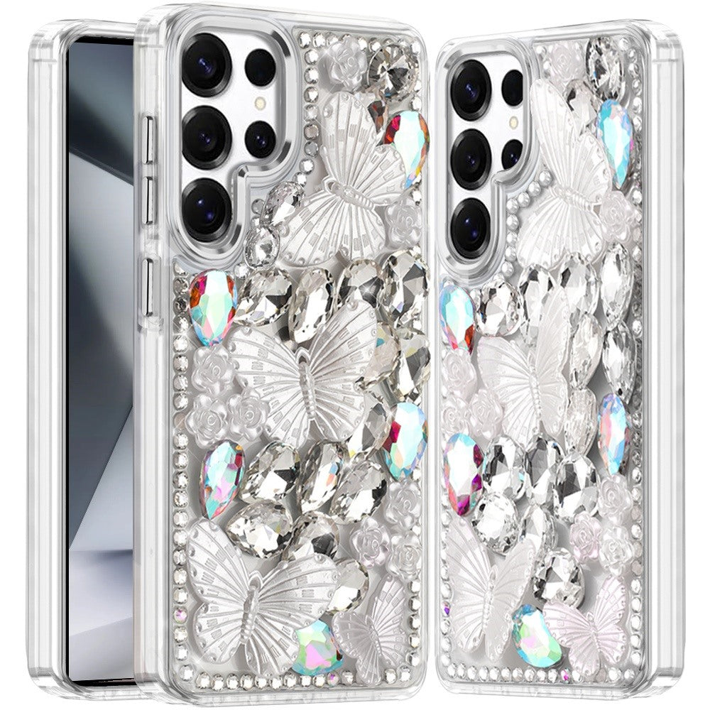 Samsung Galaxy S24 Ultra Case Bling Diamond Large Butterflies Phone Cover