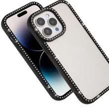For iPhone 14 PRO MAX 6.7 in. Case Bling Front and Back Rhinestone Border Trim