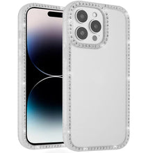For iPhone 14 PRO MAX 6.7 in. Case Bling Front and Back Rhinestone Border Trim
