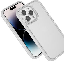 For iPhone 14 PRO MAX 6.7 in. Case Bling Front and Back Rhinestone Border Trim