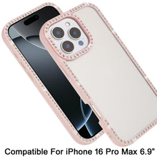 For iPhone 16 PRO MAX Case Bling Front and Back Border Trim + 2 Tempered Glass