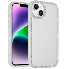 For iPhone 13/14 Case Rhinestone Bling Front Back Border Trim + Tempered Glass