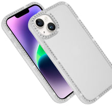 For iPhone 13/14 Case Rhinestone Bling Front Back Border Trim + Tempered Glass