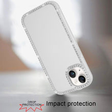 For iPhone 13/14 Case Rhinestone Bling Front Back Border Trim + Tempered Glass