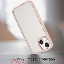For iPhone 13/14 Case Rhinestone Bling Front Back Border Trim + Tempered Glass