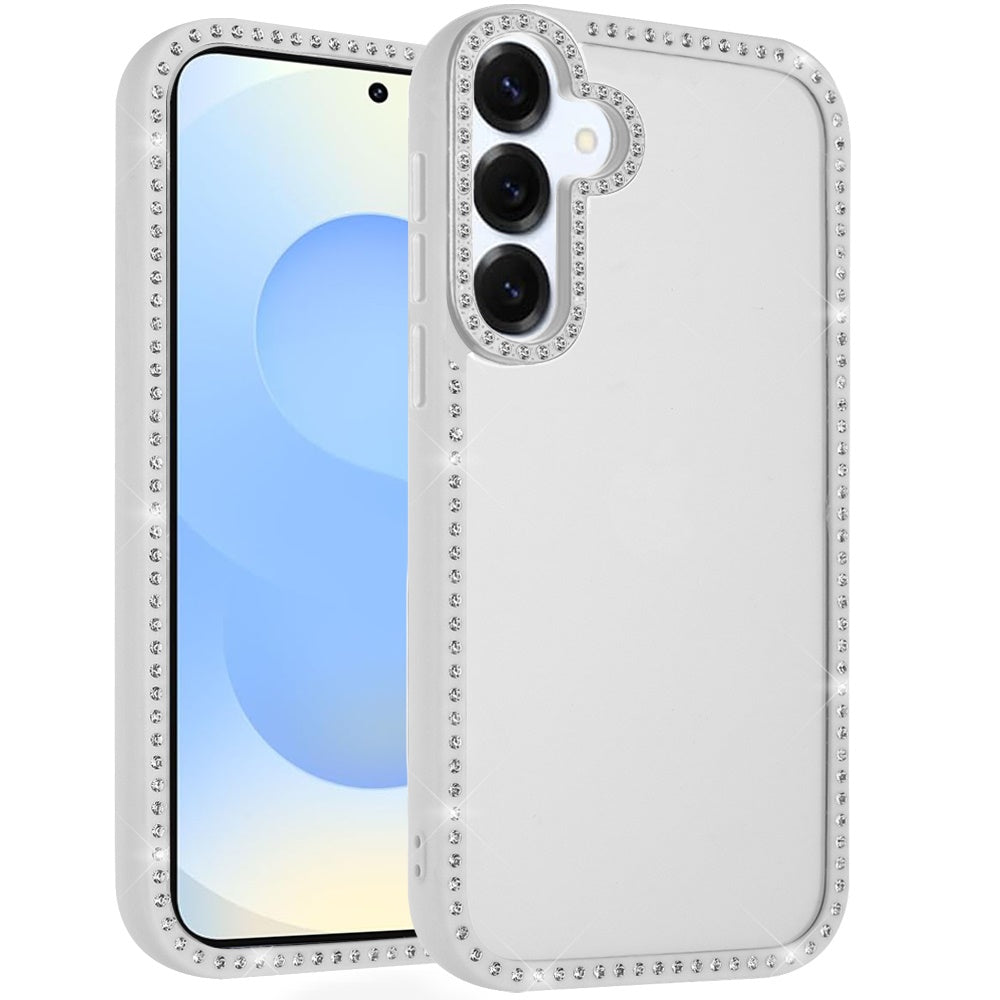 For Samsung S25/S24 Case Bling Front and Back Border Trim Cover + Tempered Glass