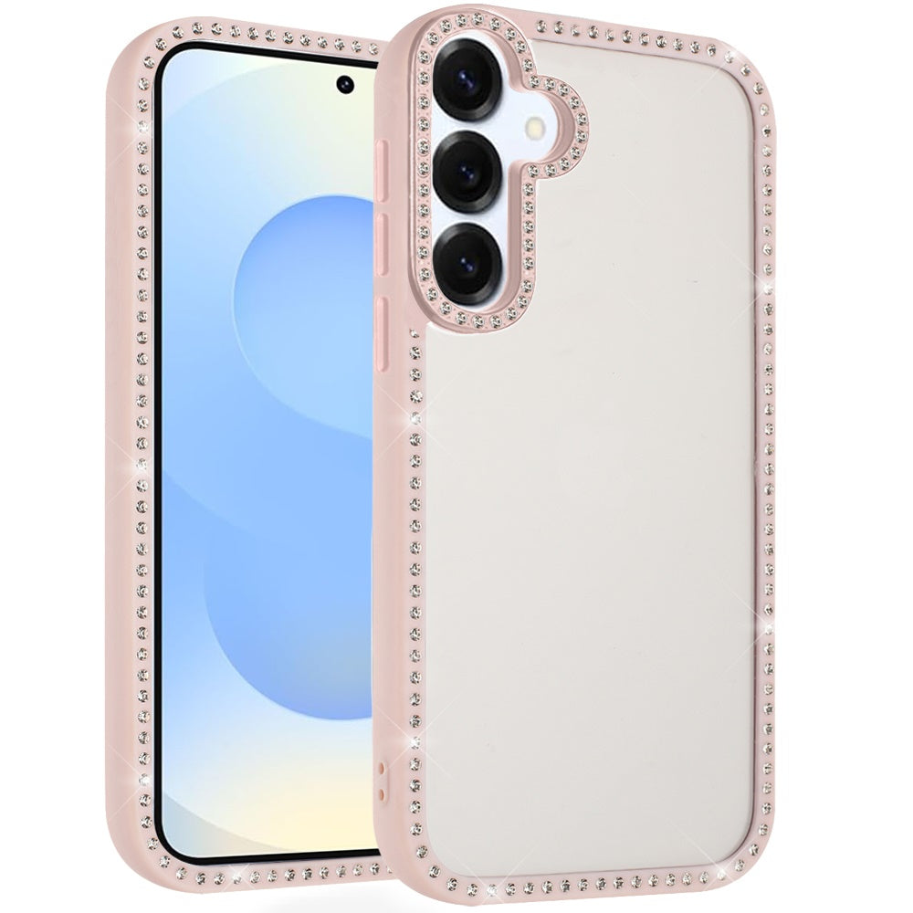 For Samsung S25/S24 Case Bling Front and Back Border Trim Cover + Tempered Glass