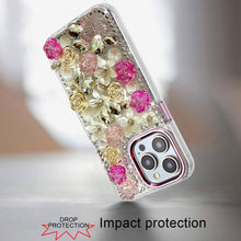 For iPhone 14 PRO MAX 6.7 in. Case Full Floral Arrangement 3D Bling Cute Cover