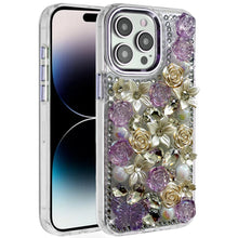 For iPhone 14 PRO MAX 6.7 in. Case Full Floral Arrangement 3D Bling Cute Cover