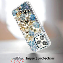 For iPhone 15 Pro Max Case Full Floral Arrangement 3D Bling + 2 Tempered Glass