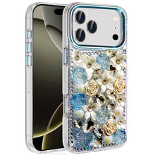 For iPhone 17 Pro Max Case Full Floral 3D Bling Cute Cover + Tempered Glass