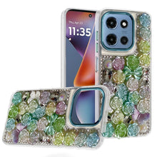 For Moto G 2025 Case Full Floral Arrangement 3D Bling Cover + Tempered Glass
