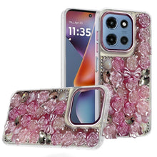 For Moto G 2025 Case Full Floral Arrangement 3D Bling Cover + Tempered Glass