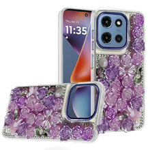 For Moto G 2025 Case Full Floral Arrangement 3D Bling Cover + Tempered Glass