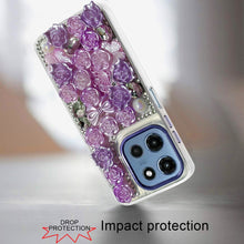 For Moto G 2025 Case Full Floral Arrangement 3D Bling Cover + Tempered Glass