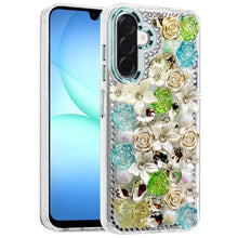 For Samsung A17 5G Case Floral Arrangement 3D Bling Cute Cover + Tempered Glass