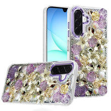 For Samsung A17 5G Case Floral Arrangement 3D Bling Cute Cover + Tempered Glass