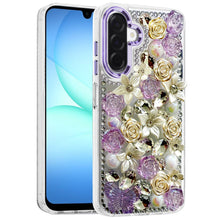 For Samsung A17 5G Case Floral Arrangement 3D Bling Cute Cover + Tempered Glass