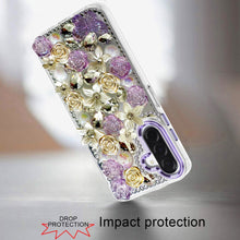 For Samsung A17 5G Case Floral Arrangement 3D Bling Cute Cover + Tempered Glass