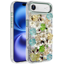 For iPhone Air Case Full Floral 3D Bling Jewel Cute Phone Cover + Tempered Glass