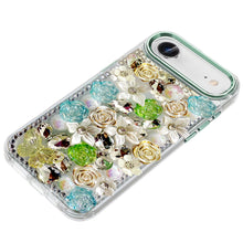 For iPhone Air Case Full Floral 3D Bling Jewel Cute Phone Cover + Tempered Glass