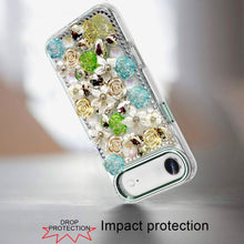 For iPhone Air Case Full Floral 3D Bling Jewel Cute Phone Cover + Tempered Glass