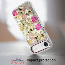 For iPhone Air Case Full Floral 3D Bling Jewel Cute Phone Cover + Tempered Glass