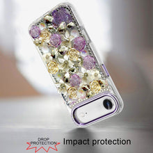 For iPhone Air Case Full Floral 3D Bling Jewel Cute Phone Cover + Tempered Glass
