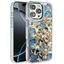 For iPhone 16 PRO MAX Case Floral Arrangement 3D Bling Cover + Tempered Glass