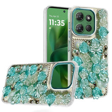 For Moto G Power 2025 Case Floral Arrangement 3D Bling Cover + Tempered Glass