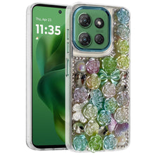 For Moto G Power 2025 Case Floral Arrangement 3D Bling Cover + Tempered Glass