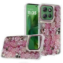 For Moto G Power 2025 Case Floral Arrangement 3D Bling Cover + Tempered Glass