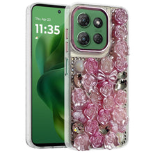 For Moto G Power 2025 Case Floral Arrangement 3D Bling Cover + Tempered Glass