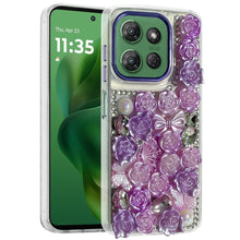 For Moto G Power 2025 Case Floral Arrangement 3D Bling Cover + Tempered Glass