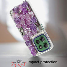For Moto G Power 2025 Case Floral Arrangement 3D Bling Cover + Tempered Glass
