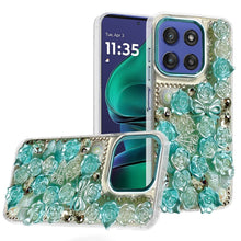 For Moto G Stylus 2025 Case Floral Arrangement 3D Bling Cover + Tempered Glass
