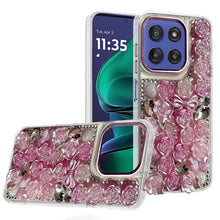 For Moto G Stylus 2025 Case Floral Arrangement 3D Bling Cover + Tempered Glass
