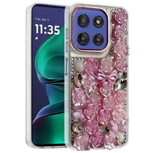 For Moto G Stylus 2025 Case Floral Arrangement 3D Bling Cover + Tempered Glass