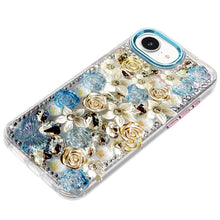 For iPhone 16e Case Floral Arrangement 3D Bling Phone Cover + Tempered Glass