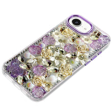 For iPhone 16e Case Floral Arrangement 3D Bling Phone Cover + Tempered Glass