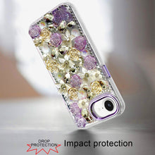 For iPhone 16e Case Floral Arrangement 3D Bling Phone Cover + Tempered Glass