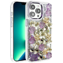 For iPhone 13 Pro Max Case Full Floral Arrangement 3D Bling Cute Phone Cover
