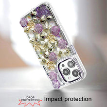 For iPhone 13 Pro Max Case Full Floral Arrangement 3D Bling Cute Phone Cover