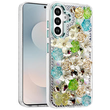 For Samsung S25 FE Case Floral Arrangement 3D Bling Cute Cover + Tempered Glass