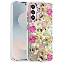 For Samsung S25 FE Case Floral Arrangement 3D Bling Cute Cover + Tempered Glass