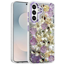 For Samsung S25 FE Case Floral Arrangement 3D Bling Cute Cover + Tempered Glass