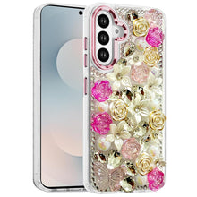 For Samsung S26 6.3" Case Full Floral 3D Bling Cute Cover + Tempered Glass