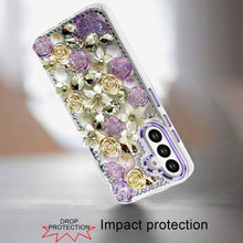 For Samsung S26 6.3" Case Full Floral 3D Bling Cute Cover + Tempered Glass