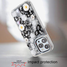 For iPhone 15 Pro Max Case Full 3D Bling Rhinestone Jewel + 2 Tempered Glass